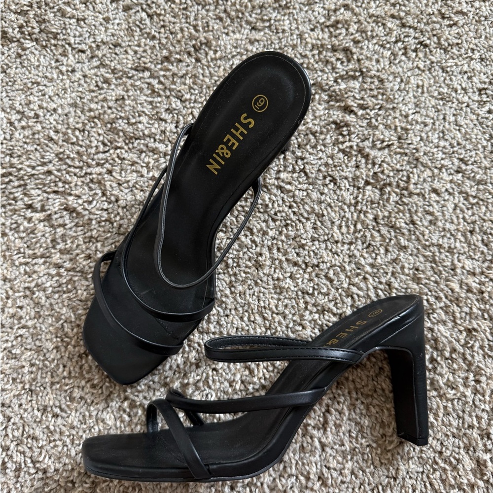 SHEIN Elegant Black Heeled Sandals